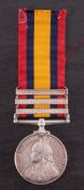 A Queen's South Africa Medal with three clasps, '1400 Pte A.
