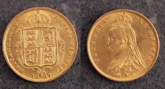 A higher grade Victorian Jubilee head half sovereign, 1887.