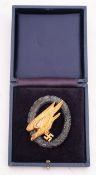 A WWII Luftwaffe Paratrooper Badge, maker C E Juncker,