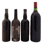 Three bottles of Churchill Cruited Pere 1985 & a magnum Ch. Pavie (No Label).