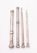 A late Victorian white metal propelling pencil, maker Mosley London.