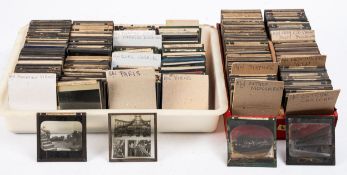 A collection of 3 1/4 inch diapositive lantern slides, various subject matter including Statues,