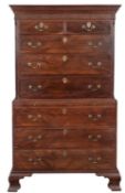A George III mahogany chest on chest,
