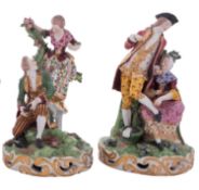 A pair of Samson porcelain figure groups after Bloor Derby originals and a pair of Coalport vases