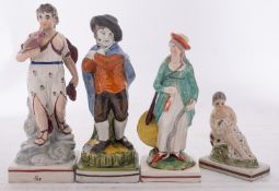 Four creamware figures, allegorical of Winter and Air,