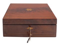 A mahogany and brass strung writing slope,