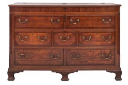 A George III banded oak mule chest,