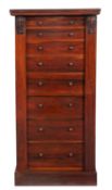 A Victorian rosewood Wellington chest,
