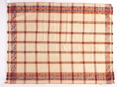 A Jajim Kilim, the ivory field with an oblong chequer design,