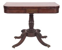 A William IV mahogany, and rosewood banded card table,