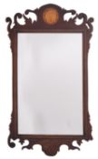 A walnut and marquetry framed wall mirror in George I style,
