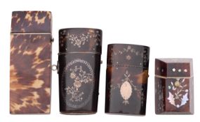 Four George III tortoiseshell etui cases,