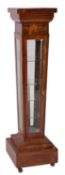 A Victorian rosewood, marquetry and glazed show plinth, late 19th century; line inlaid throughout,