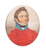 British School, 19th Century A portrait miniature of a young man in black,