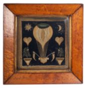 A George IV embroidered picture of Mr Green's Balloon,