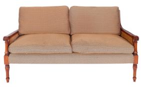 A mahogany and canework bergere suite in 19th century taste, by Brights of Nettlebed,