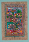 Nahua Indian tribe of Southern Mexico Harvest time Amate painting on bark 58 x 39cm