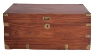 A camphor wood and brass bound trunk, probably Anglo-Indian,