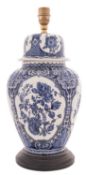 A blue and white Delft lamp, modern 50cm.