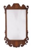 A walnut and marquetry framed wall mirror in George I style,