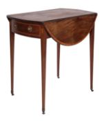 A George III mahogany and marquetry oval Pembroke table,