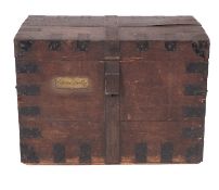 Two similar Victorian oak and metal bound silver chests,