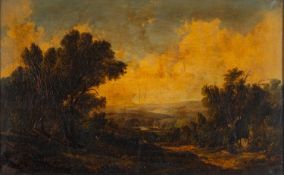 Alfred Vickers (British, 1786-1868) Classical Landscape with a ravine Oil on canvas 64.5 x 104.