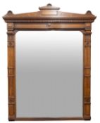 A Victorian oak framed overmantel mirror in Aesthetic style,