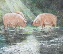 Victor Richardson (Irish, b.1952) Pigs Mixed media 29.