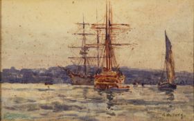 Henry Scott Tuke, RA, RWS (British, 1858-1929) The Harbour Watercolour 15.5 x 24.