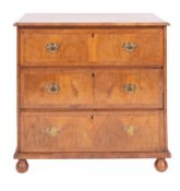 A George II walnut and crossbanded chest of drawers,