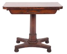 A Regency rosewood card table,