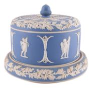 A pale blue jasper ware stilton dome, with an acorn knop,