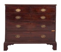 A George III mahogany chest of drawers, late 18th century; the top with moulded edges,