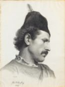 British School, 19th Century Portraits of Mediterranean men Two pencil and charcoal Each 43.5 x 42.