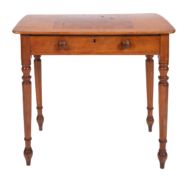 A Victorian walnut and parquetry games table, circa 1870; rectangular top inlaid with chequer board,