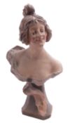 A French terracotta bust, Parisienne, modelled after the original by Charles Fagioni,