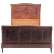 A mahogany, crossbanded and gilt metal mounted double bed in Louis XVI taste,