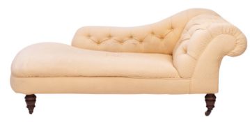 A Victorian button upholstered chaise lo