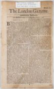 LONDON GAZETTE. No. 743, December 30 to January 2 1672, 2pp, complete; and No.