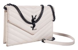 Saint Laurent, white leather evening bag