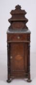 A French walnut and marble topped pot cu