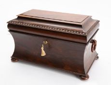 A William IV period rosewood tea caddy,