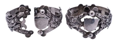 A pair of Chinese export silver child's bracelets by Tu Qing Yun, Jiujang, circa 1895-1930,