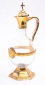 An American silver gilt and glass sacramental wine ewer by Gorham, Providence 1887,
