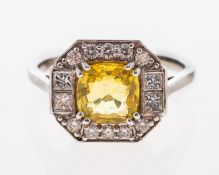 An octagonal plaque ring,