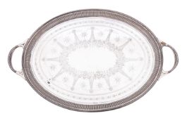 An Edward VII silver oval tray possibly by White, Sons & Co, Sheffield 1880,