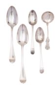 A pair of Georgian Hanoverian pattern serving spoons,