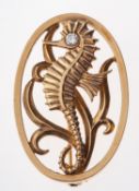 Geoffrey G Bellamy, for Ivan Tarrat, a 9ct yellow gold Seahorse brooch, circa 1960's,