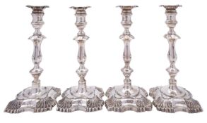 A pair of Victorian silver candlesticks by William Hutton & Son Ltd, London 1898,